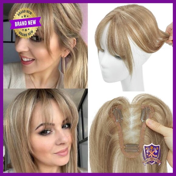 Accessories - Real Human Hair Clip-in Topper with Bangs for Volume & Length